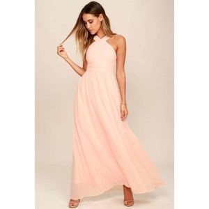 Women's Lulu's Air of Romance Peach Maxi Formal Dress Size XL